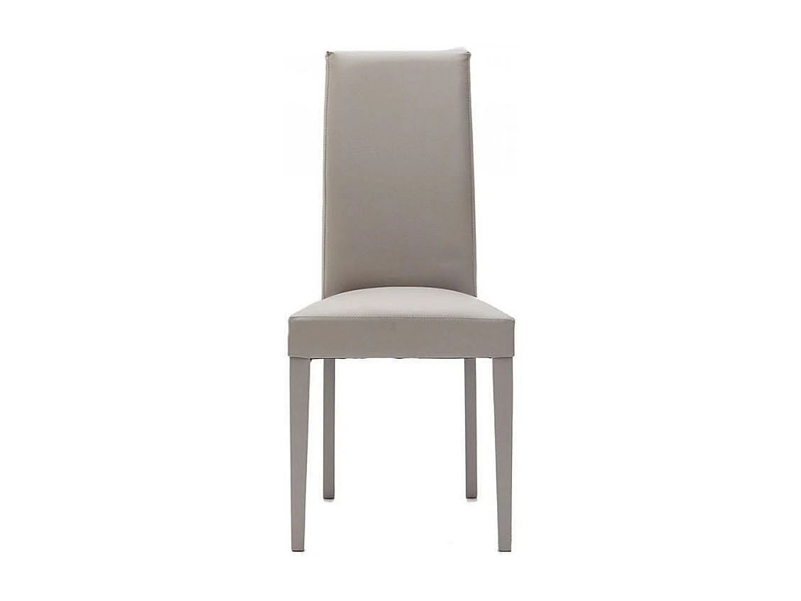 Chaise en bois massif et faux cuir Tanio - Lot de 2-Couleur Gris foncé