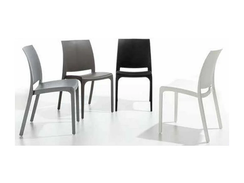 Chaise polypropylène Barko - Lot de 4-Couleur Gris