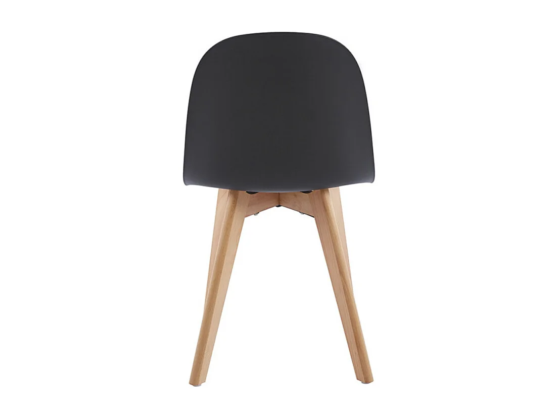 Silla nórdica natural y negra con cojín de asiento en polipiel blanca Dekan