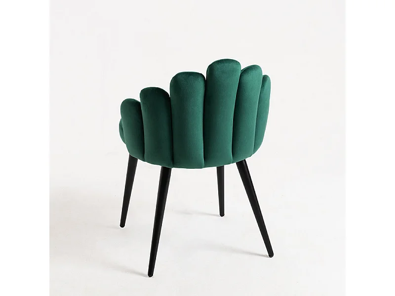 Silla original Achille de terciopelo verde con patas de metal negro - Lote de 2