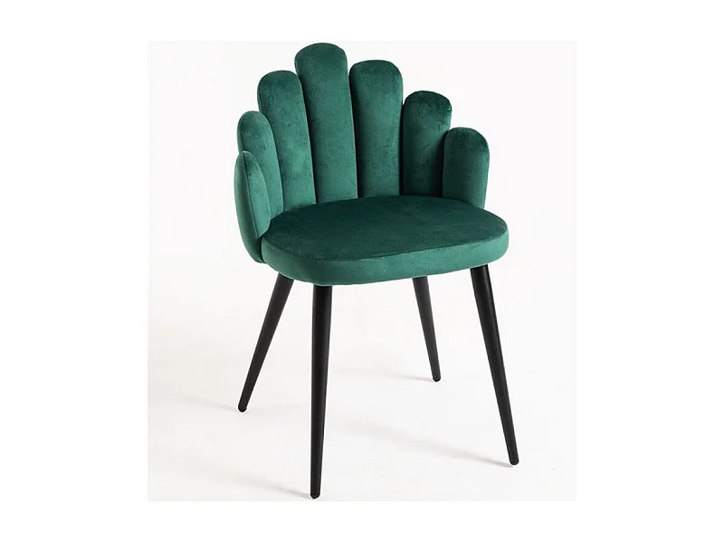 Chaise originale velours vert et pieds métal noir Achille - Lot de 2