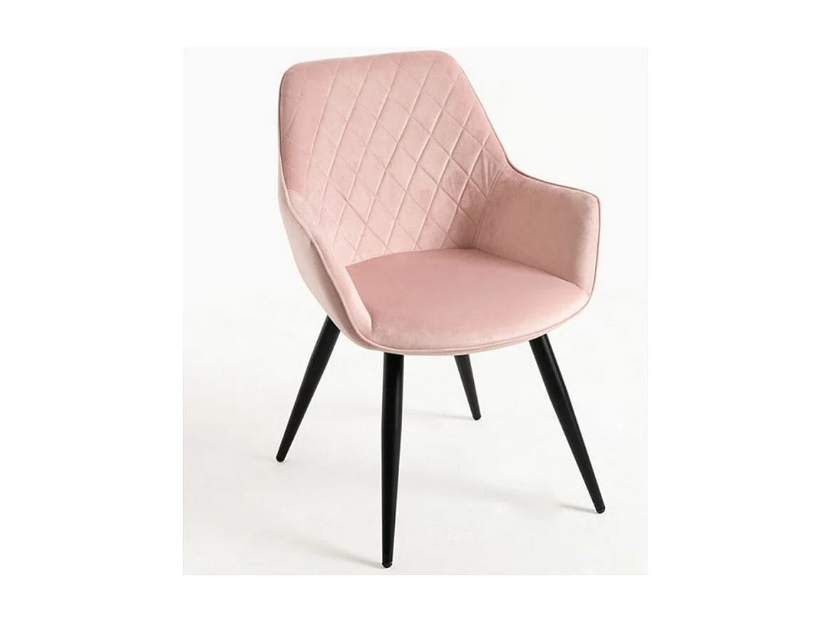 Chaise velours rose clair et pieds métal noir Zonky - Lot de 2