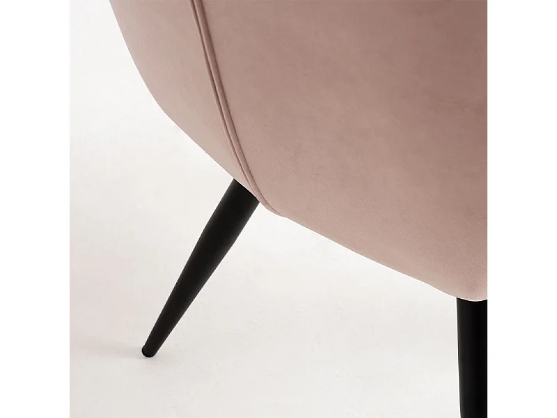 Chaise velours rose clair et pieds métal noir Zonky - Lot de 2