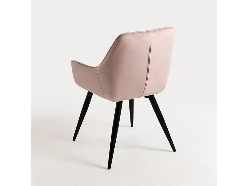 Chaise velours rose clair et pieds métal noir Zonky - Lot de 2