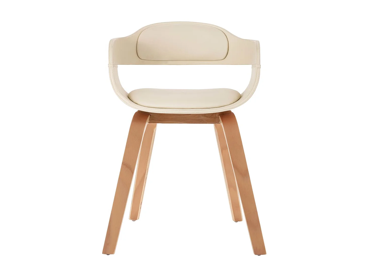 Chaises de salle à manger 2 pcs Crème Similicuir et bois courbé 3