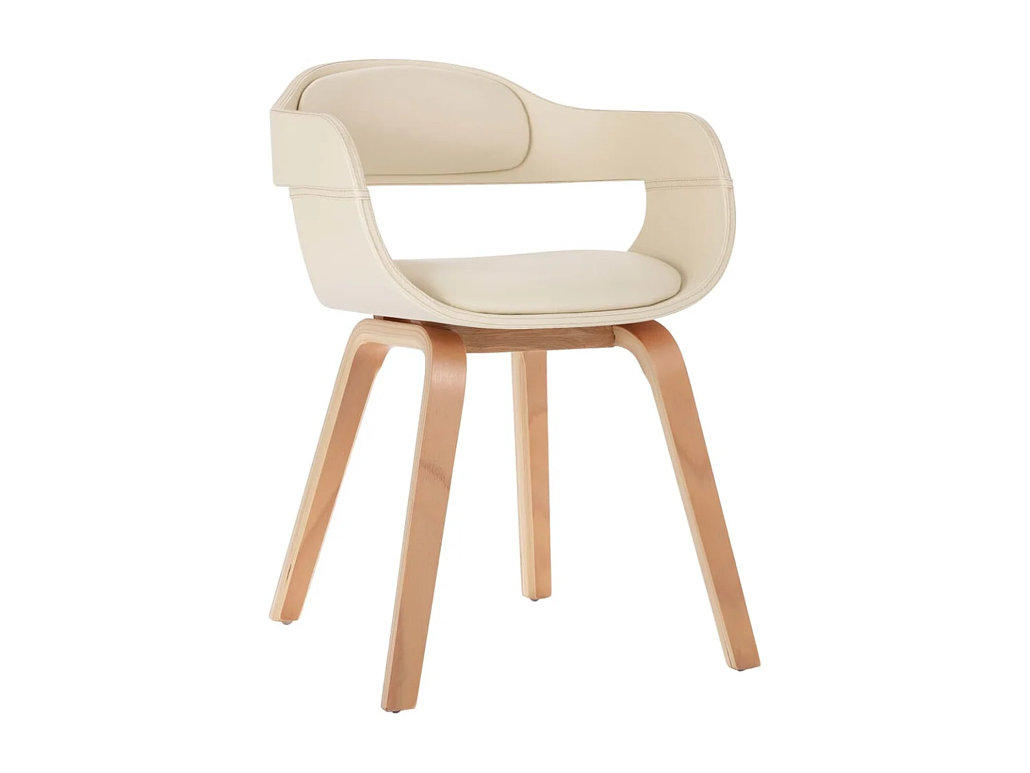 Chaises de salle à manger 2 pcs Crème Similicuir et bois courbé 3