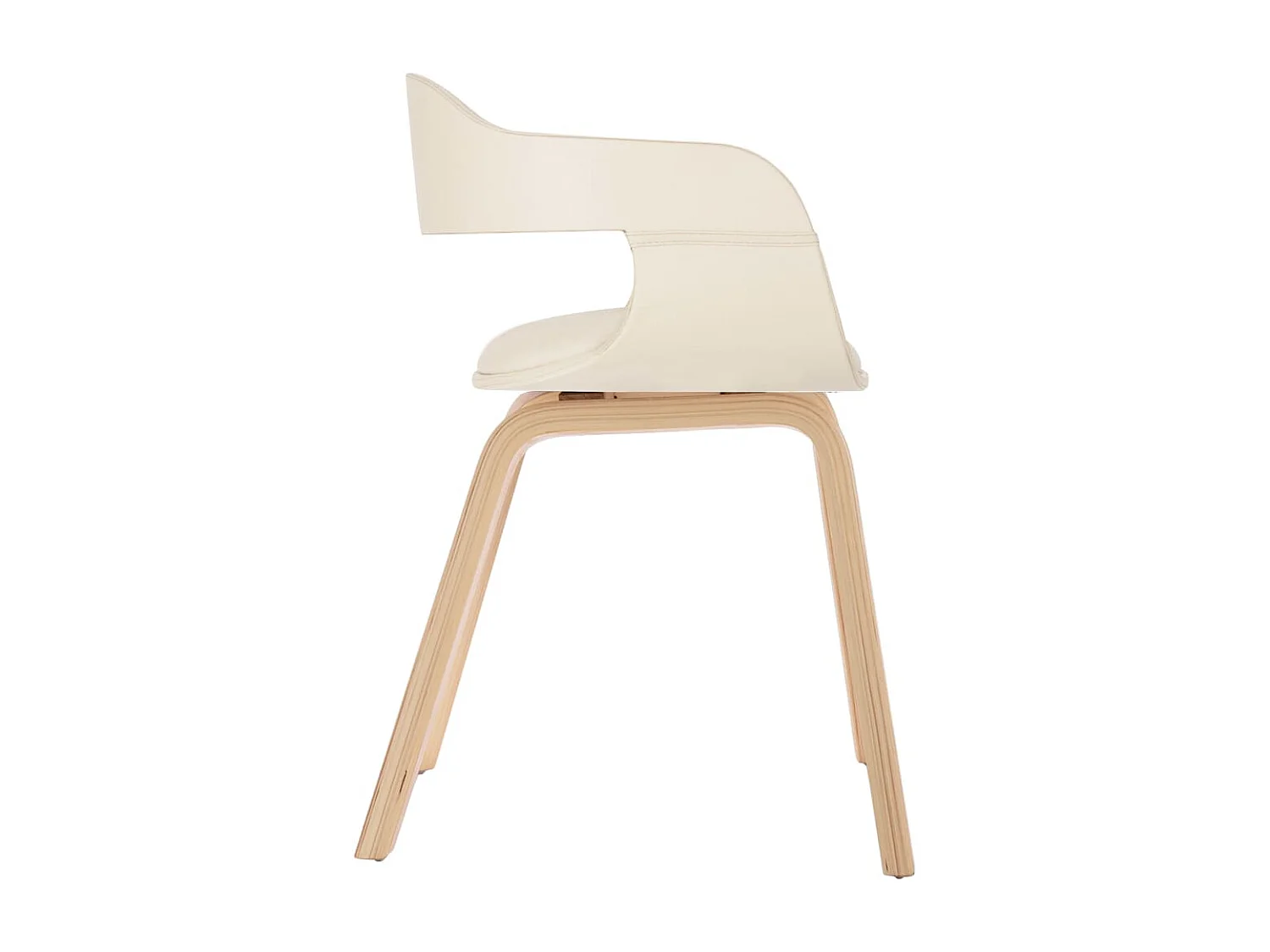 Chaises de salle à manger 2 pcs Crème Similicuir et bois courbé 3