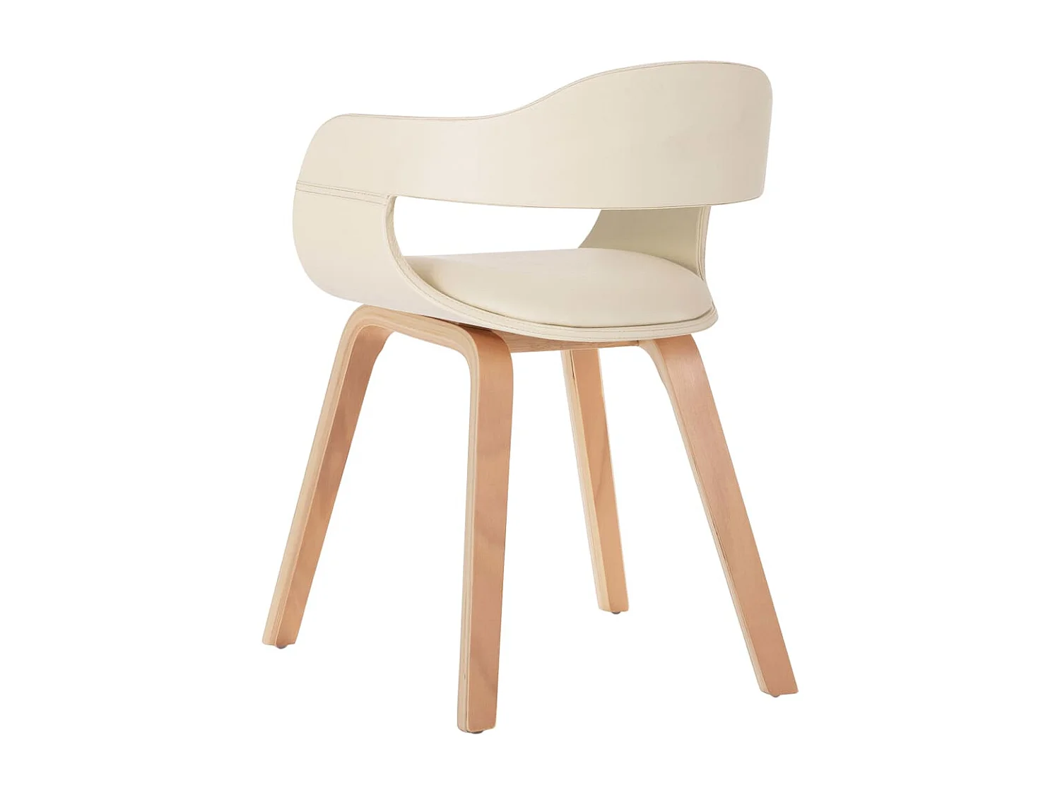 Chaises de salle à manger 2 pcs Crème Similicuir et bois courbé 3