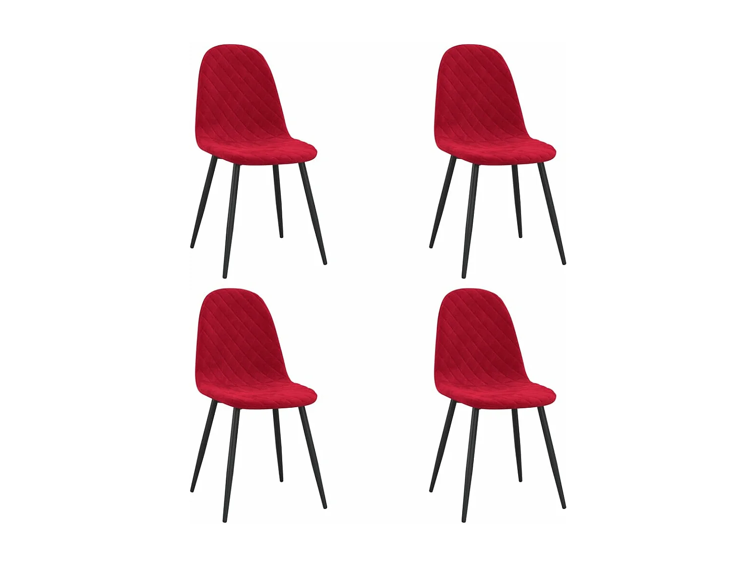 Chaises de salle à manger 4 pcs Rouge bordeaux Velours 13