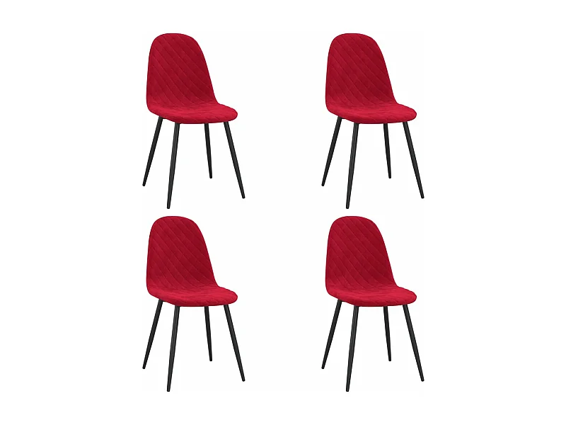 Chaises de salle à manger 4 pcs Rouge bordeaux Velours 13