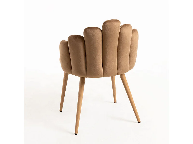 Silla original Achille de terciopelo marrón con patas de metal natural - Lote de 2