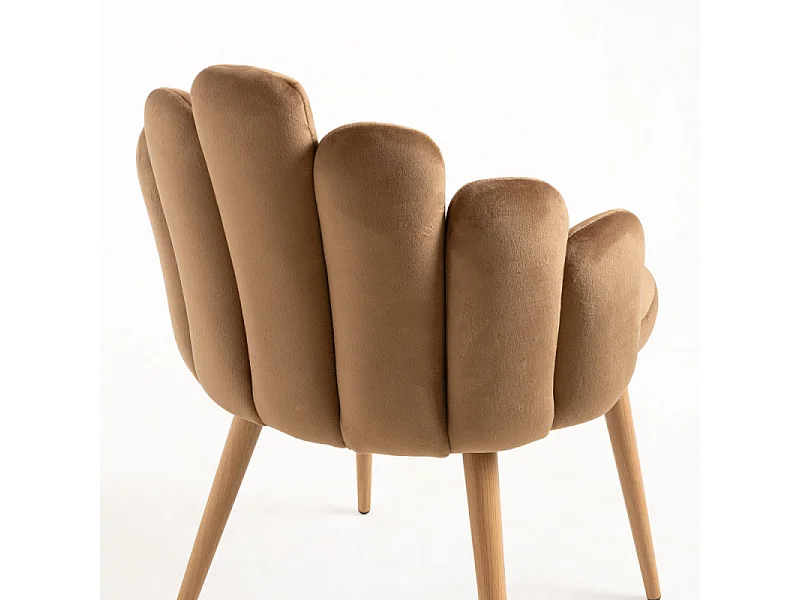 Silla original Achille de terciopelo marrón con patas de metal natural - Lote de 2