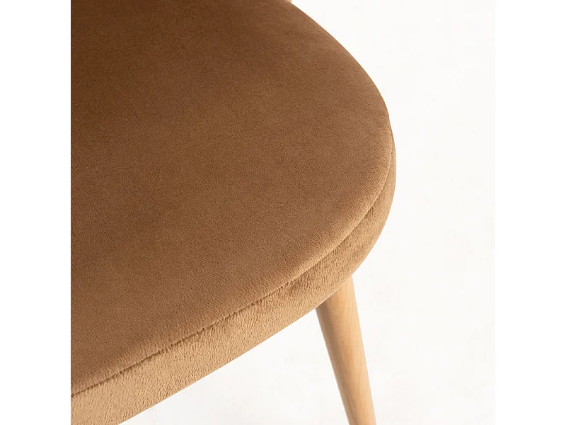 Silla original Achille de terciopelo marrón con patas de metal natural - Lote de 2