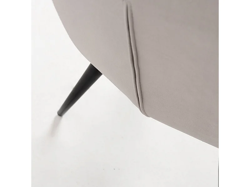 Silla Zonky de terciopelo gris claro con patas de metal negro - Lote de 2