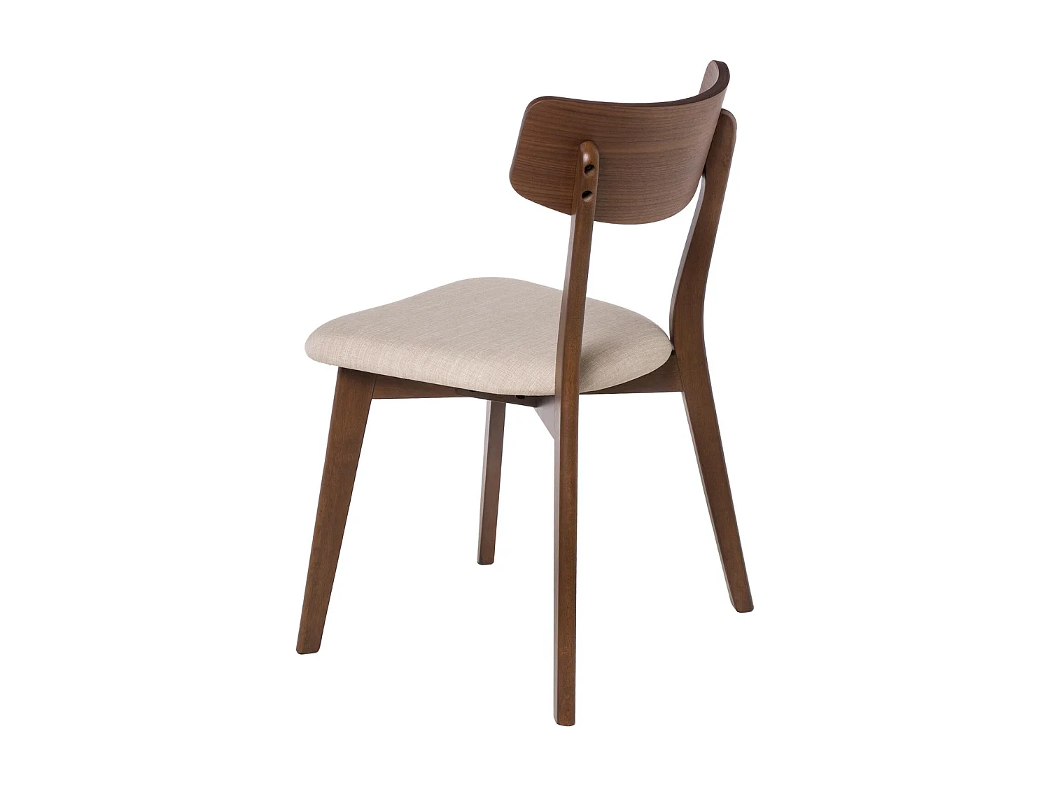 Chaise en bois de noyer et tissu beige clair Reka