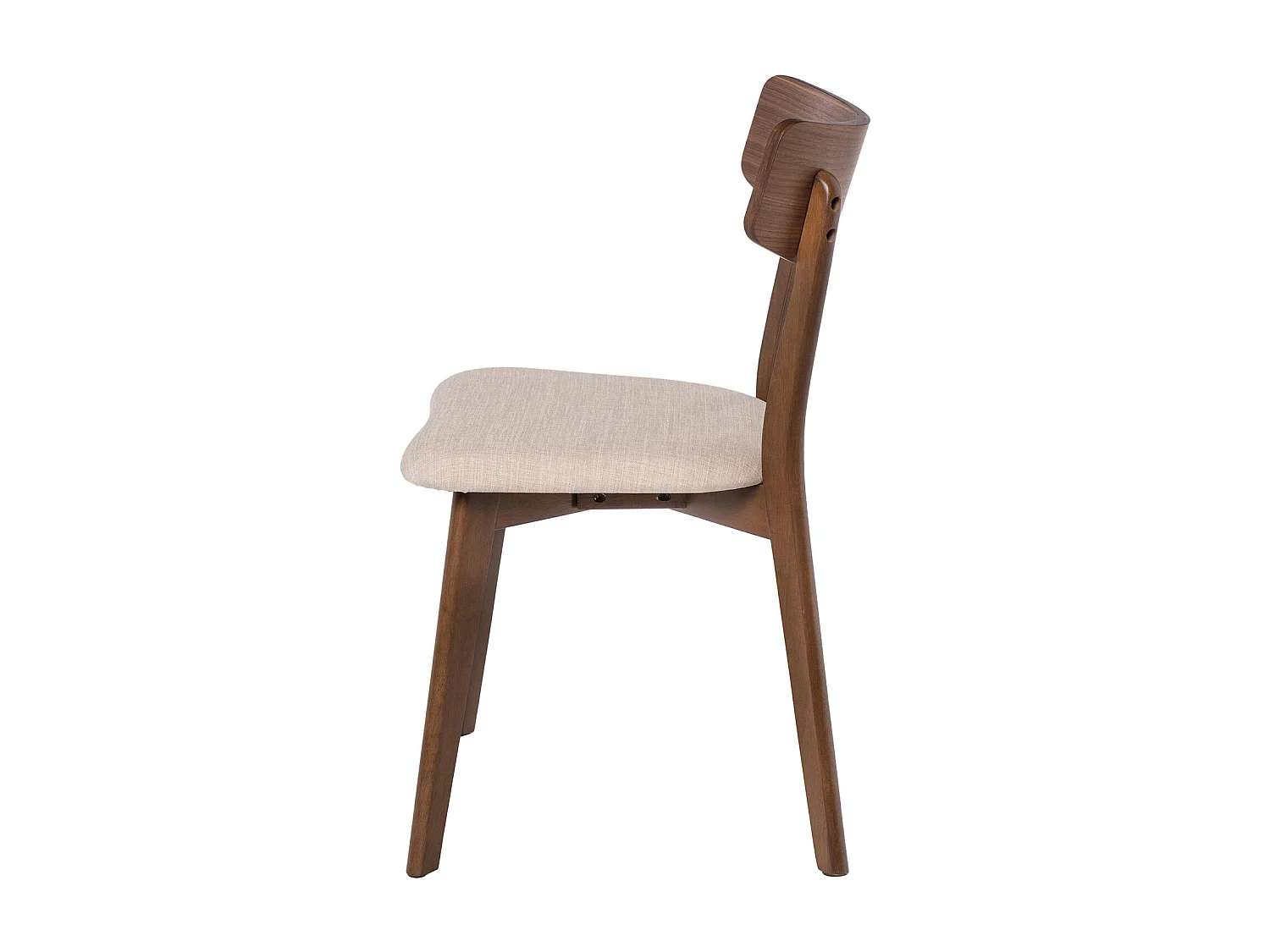 Chaise en bois de noyer et tissu beige clair Reka