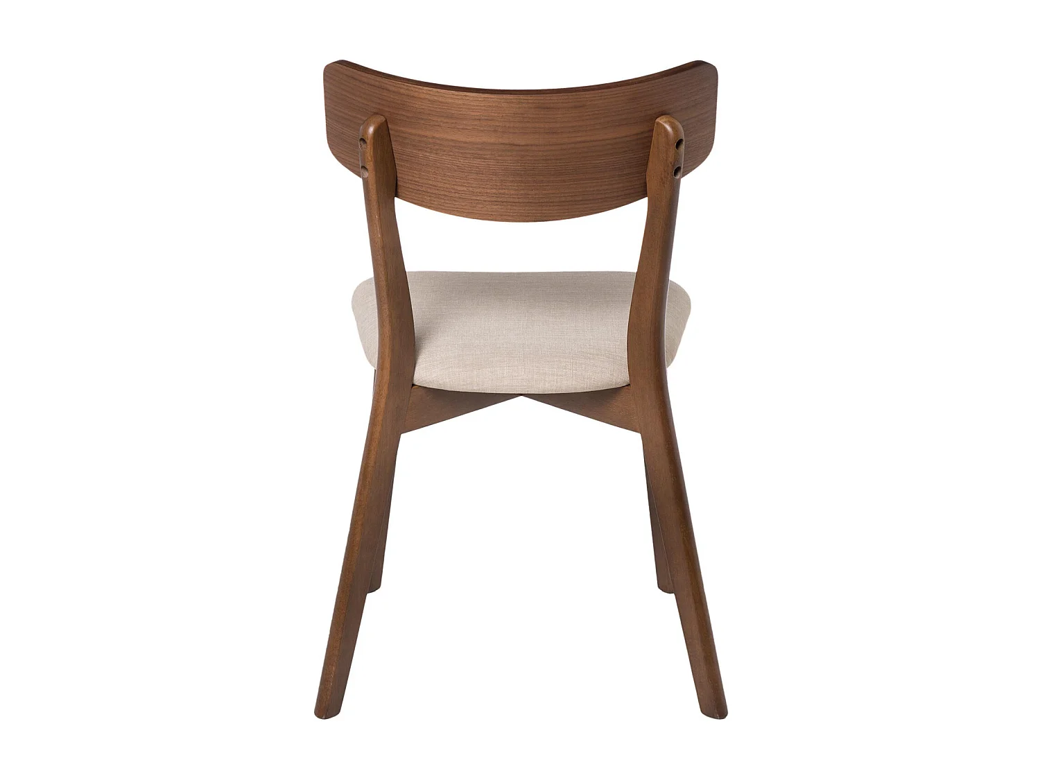 Chaise en bois de noyer et tissu beige clair Reka