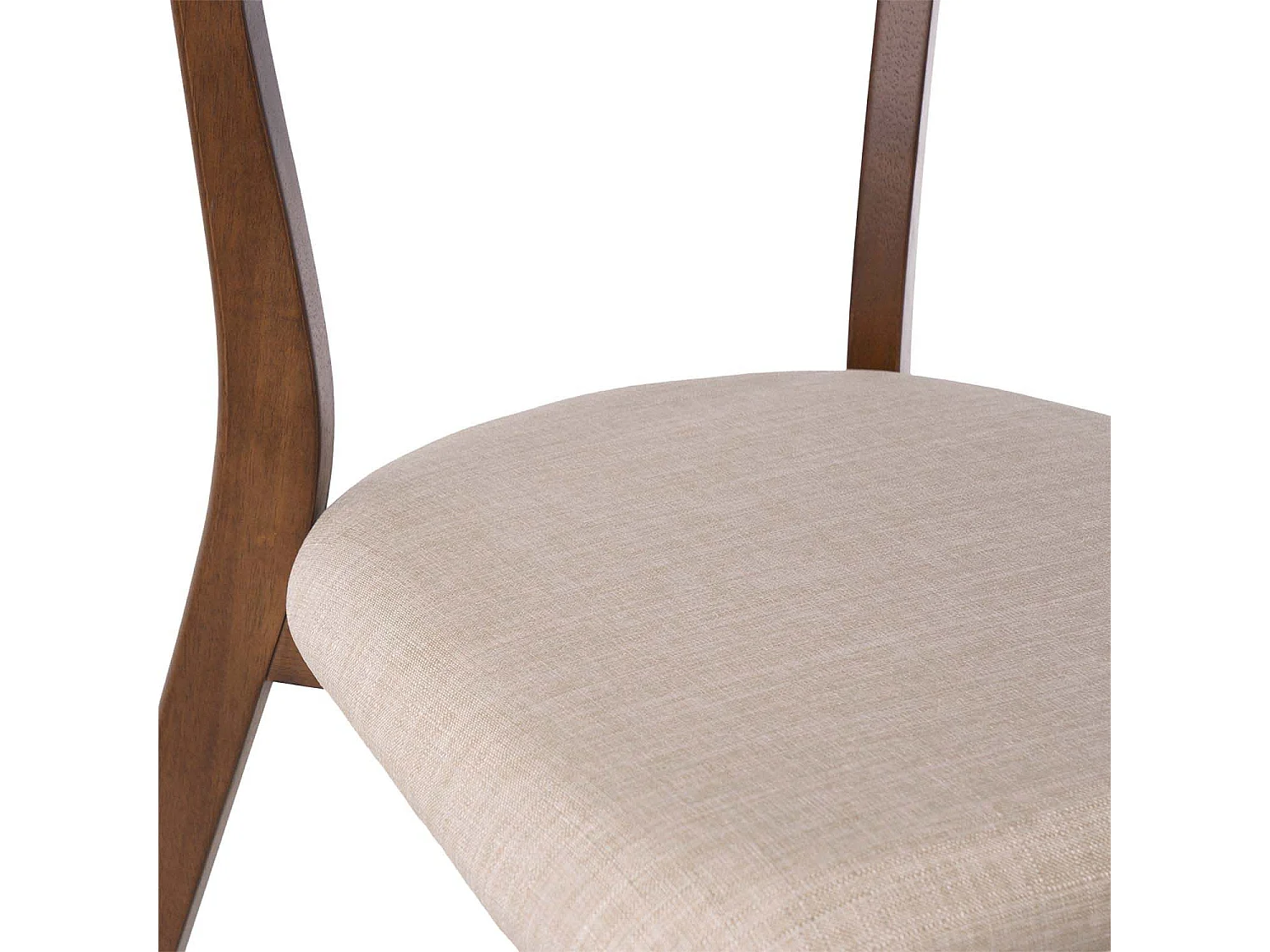 Chaise en bois de noyer et tissu beige clair Reka