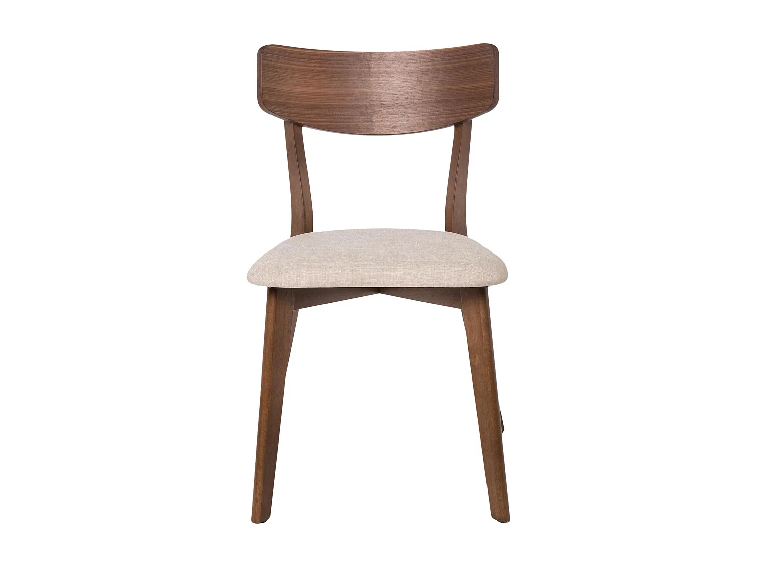 Chaise en bois de noyer et tissu beige clair Reka