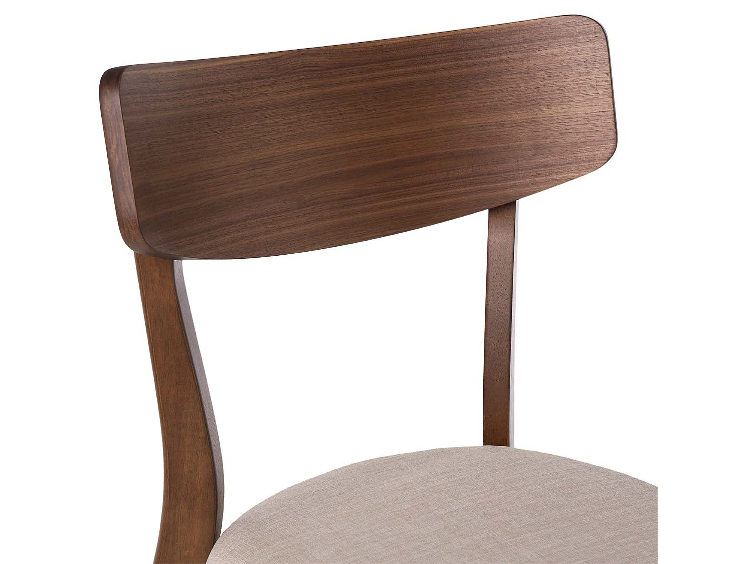 Chaise en bois de noyer et tissu beige clair Reka