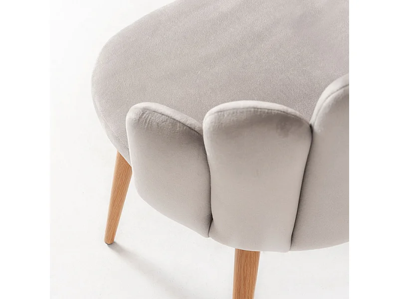 Chaise originale velours gris clair et pieds métal naturel Achille - Lot de 2