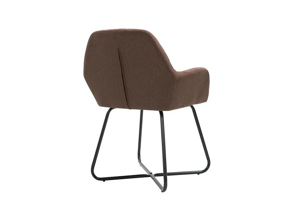 Chaise tissu marron et pieds métal noir Mikee - Lot de 2
