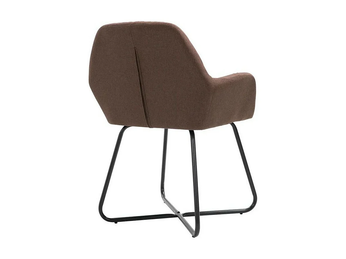 Chaise tissu marron et pieds métal noir Mikee - Lot de 2