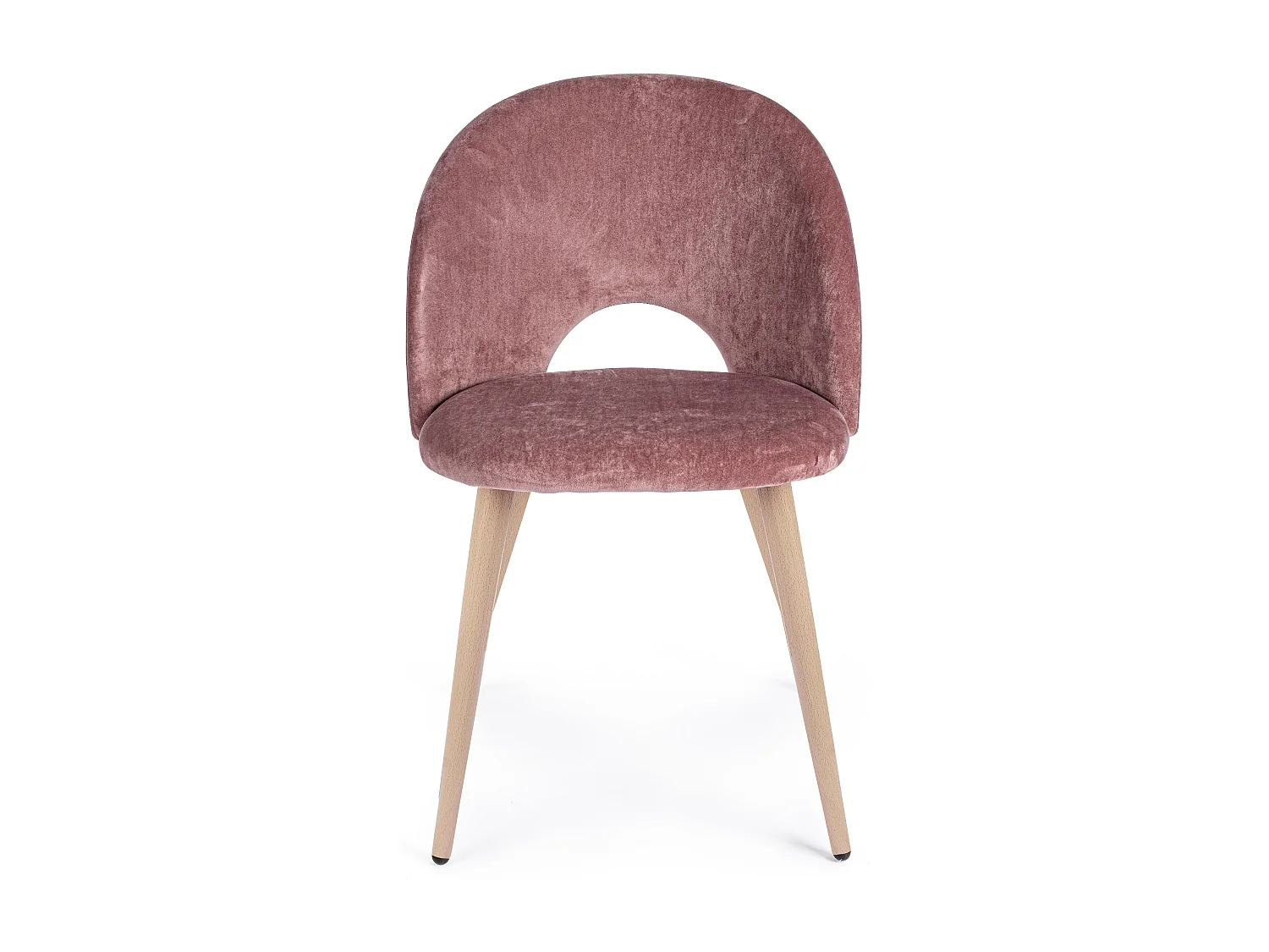 Chaise en velours rose et pieds en acier Mania - Lot de 4