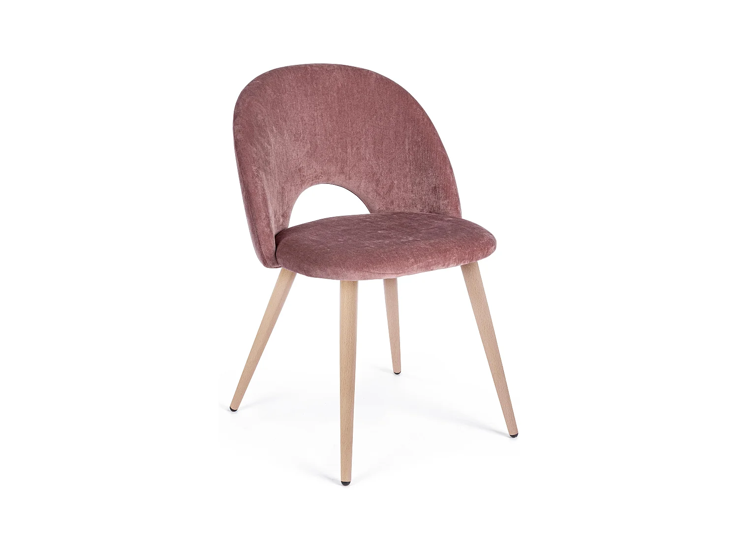 Chaise en velours rose et pieds en acier Mania - Lot de 4