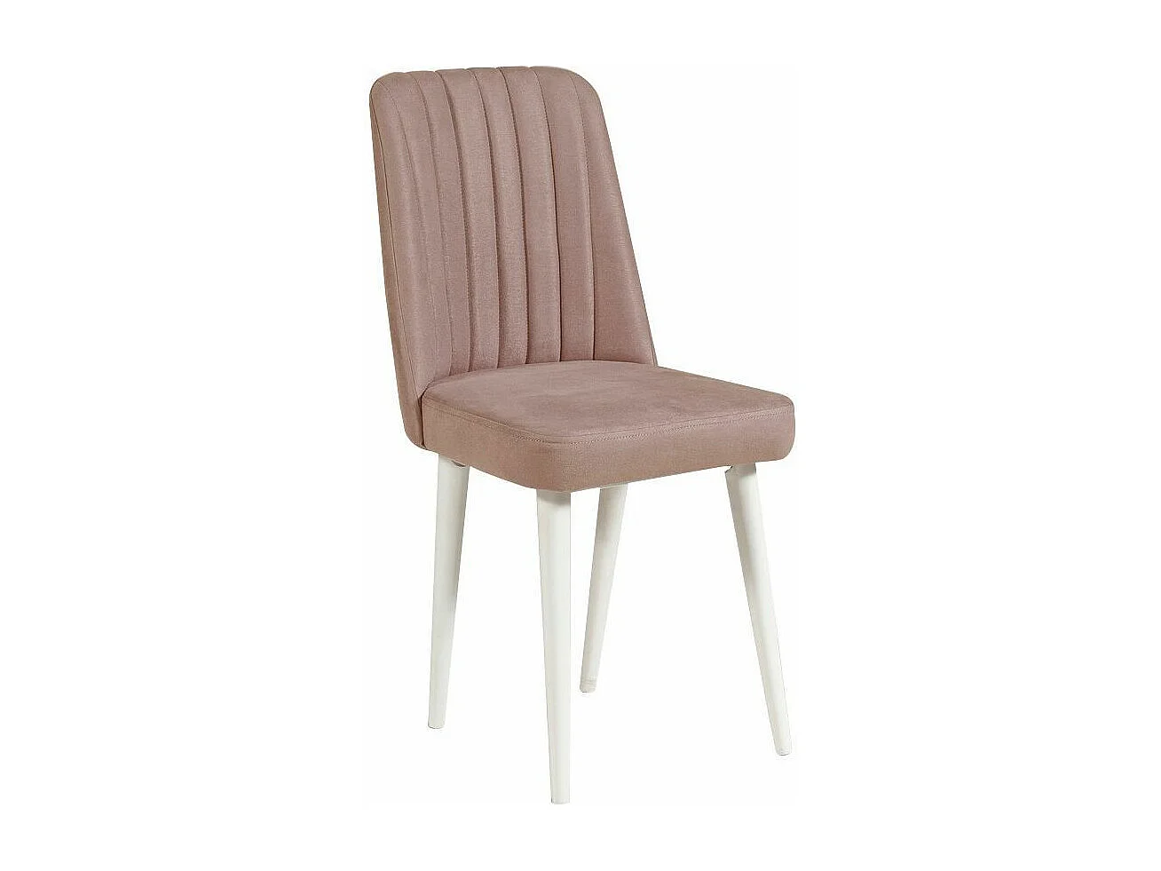 Chaise de salle à manger tissu rose pale et bois de pin blanc Mareva