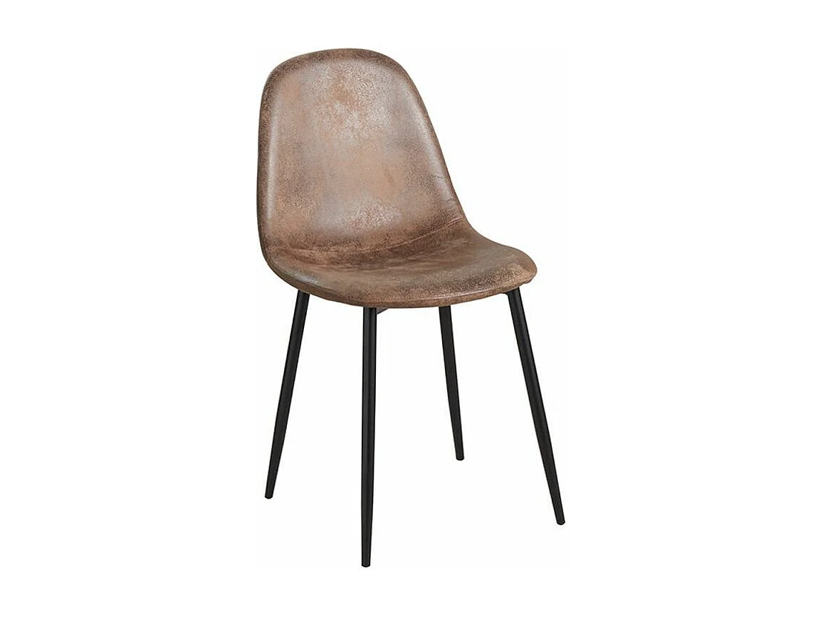 Silla vintage Kela de piel sintética marrón claro y patas de acero negro