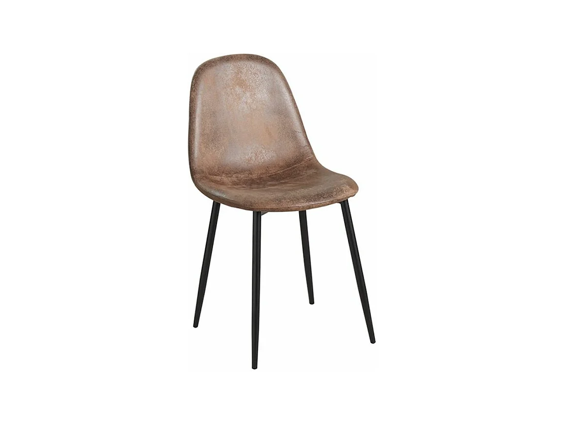 Chaise simili cuir brun clair vintage et pieds acier noir Kela
