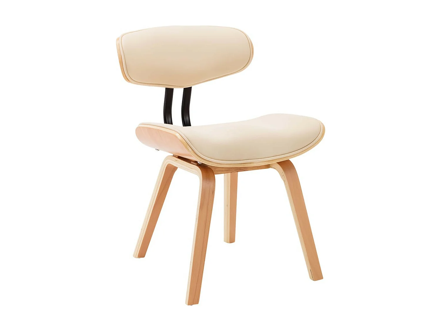 Chaise en bois clair et similicuir beige Pride - Lot de 4