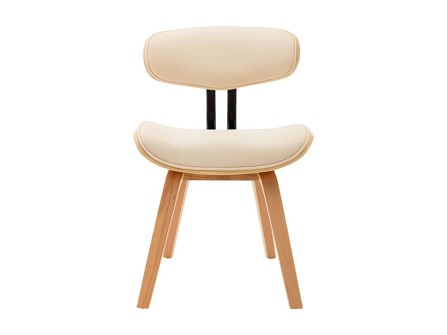 Chaise en bois clair et similicuir beige Pride - Lot de 4
