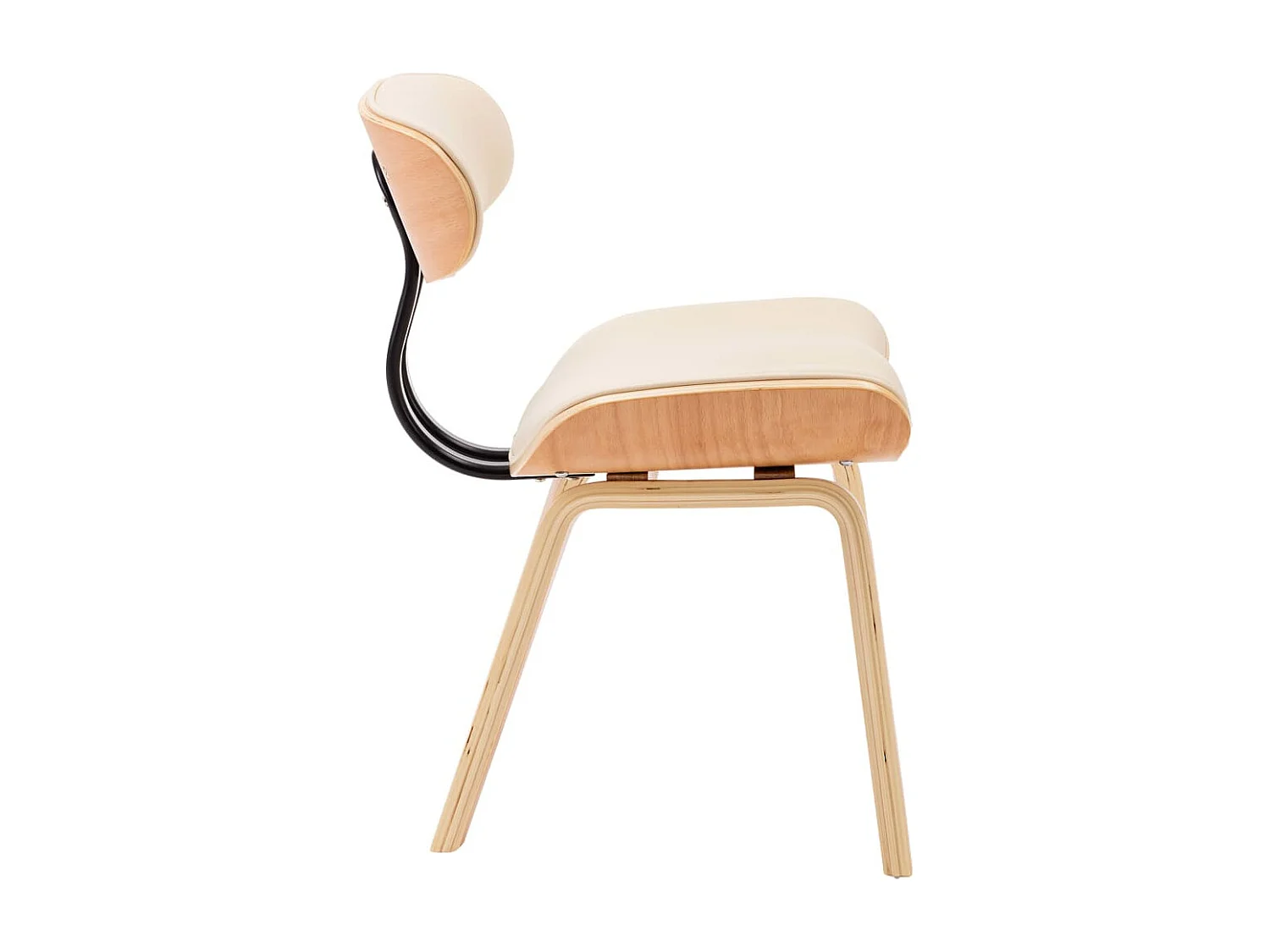 Chaise en bois clair et similicuir beige Pride - Lot de 4