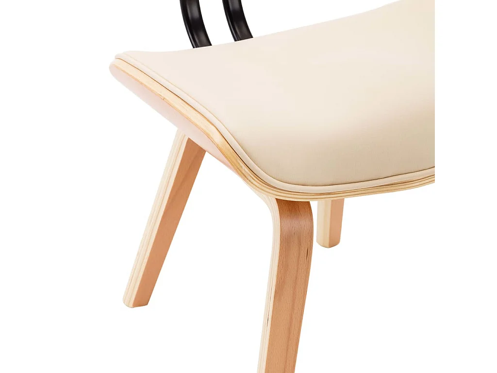 Chaise en bois clair et similicuir beige Pride - Lot de 4