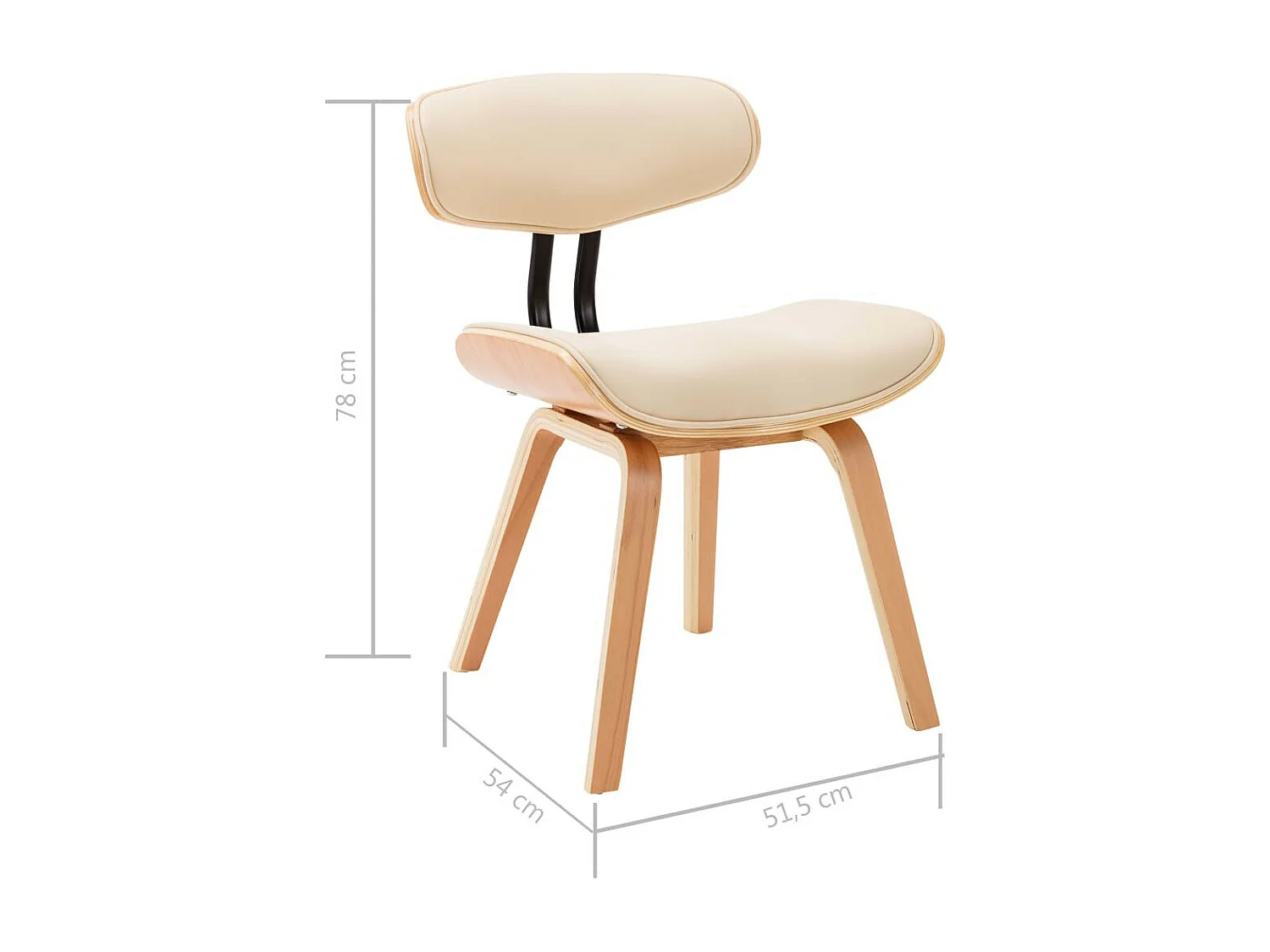 Chaise en bois clair et similicuir beige Pride - Lot de 4