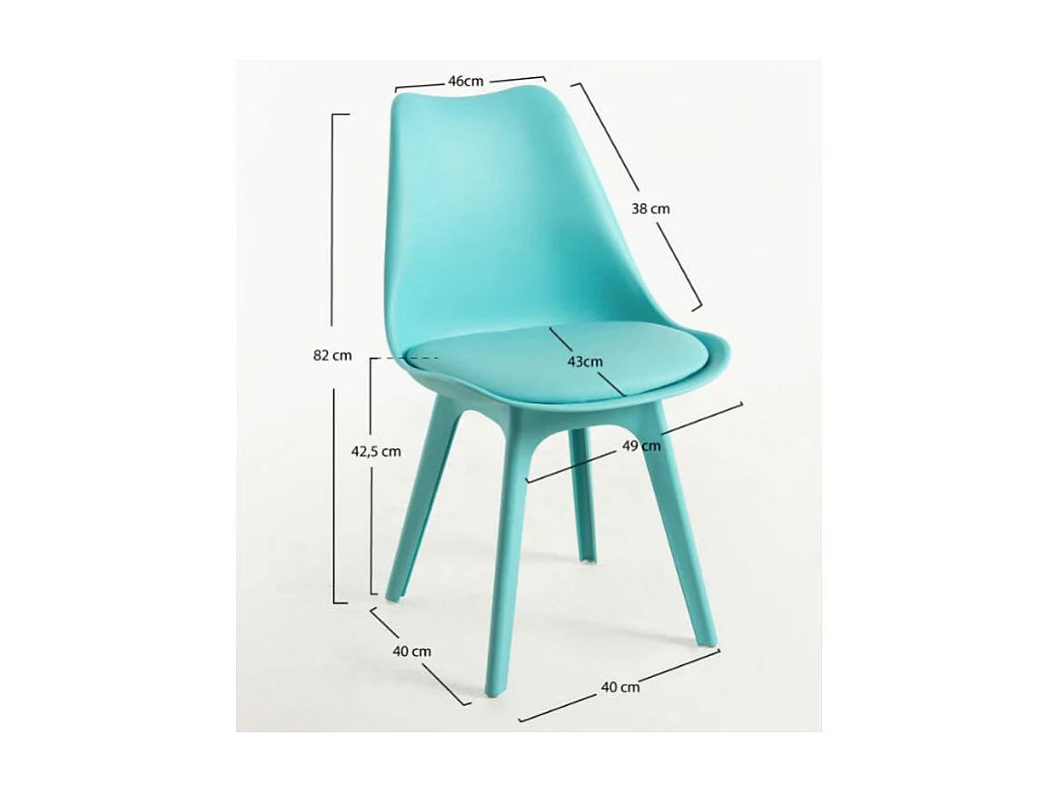 Silla moderna Arko de polipropileno y cojín de asiento en polipiel verde