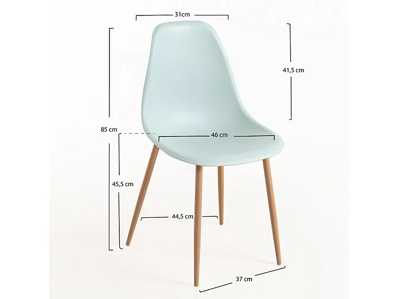 Chaise scandinave bleu ciel et naturel Kerry - Lot de 2