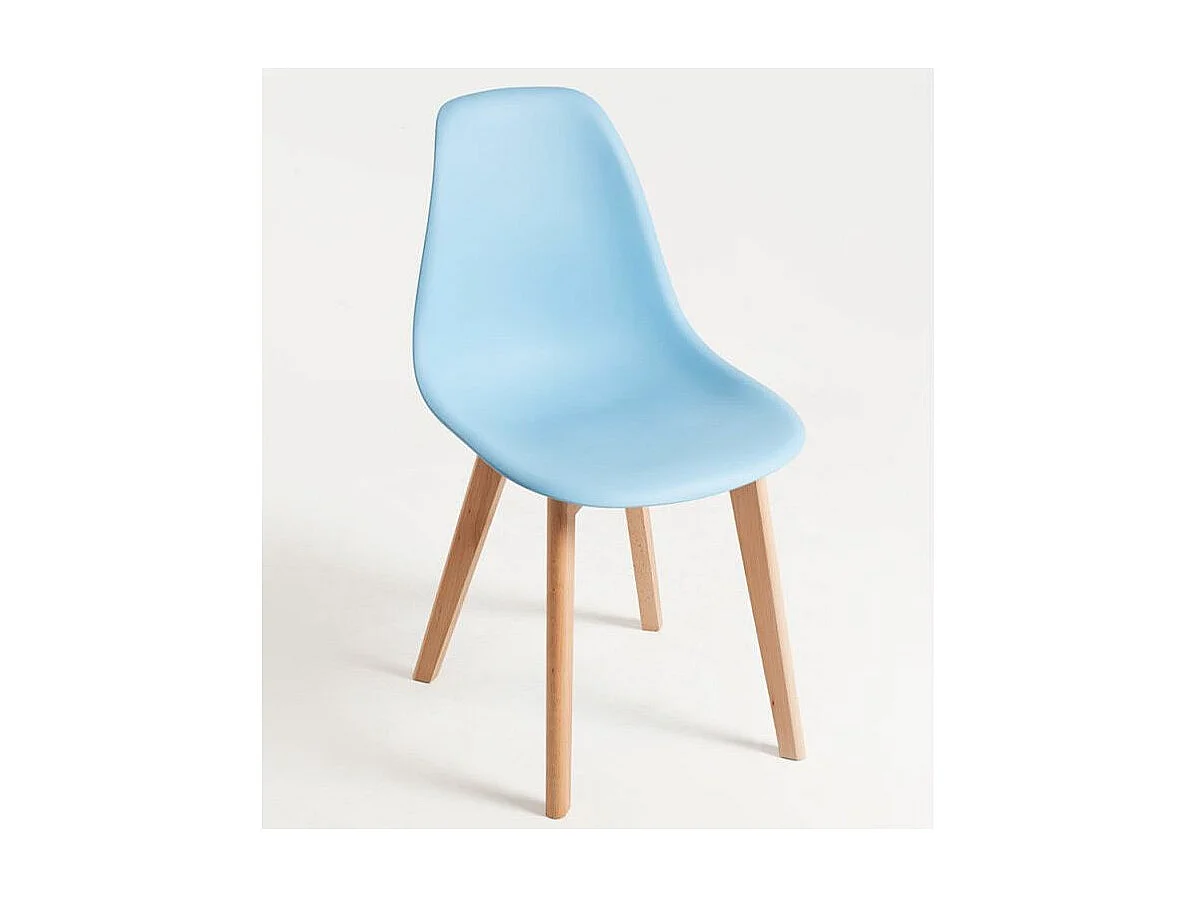 Silla nórdica azul cielo y patas de haya clara Nordo - Juego de 2