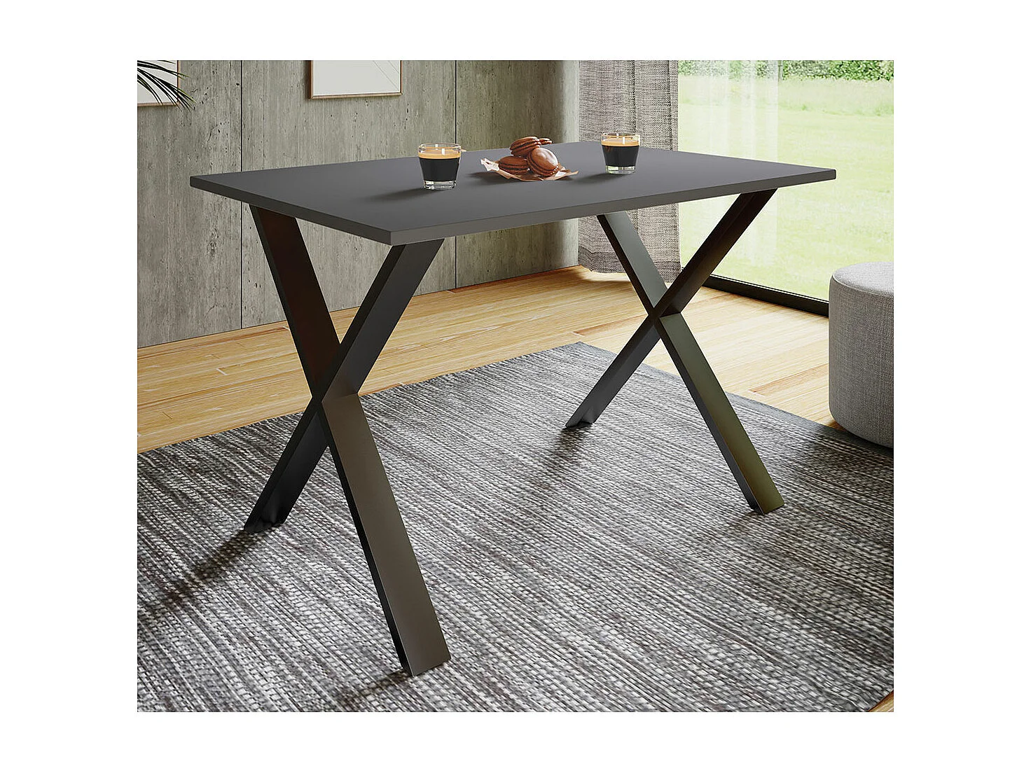 XonaX table de salle à manger 110x80 anthracite, noir.