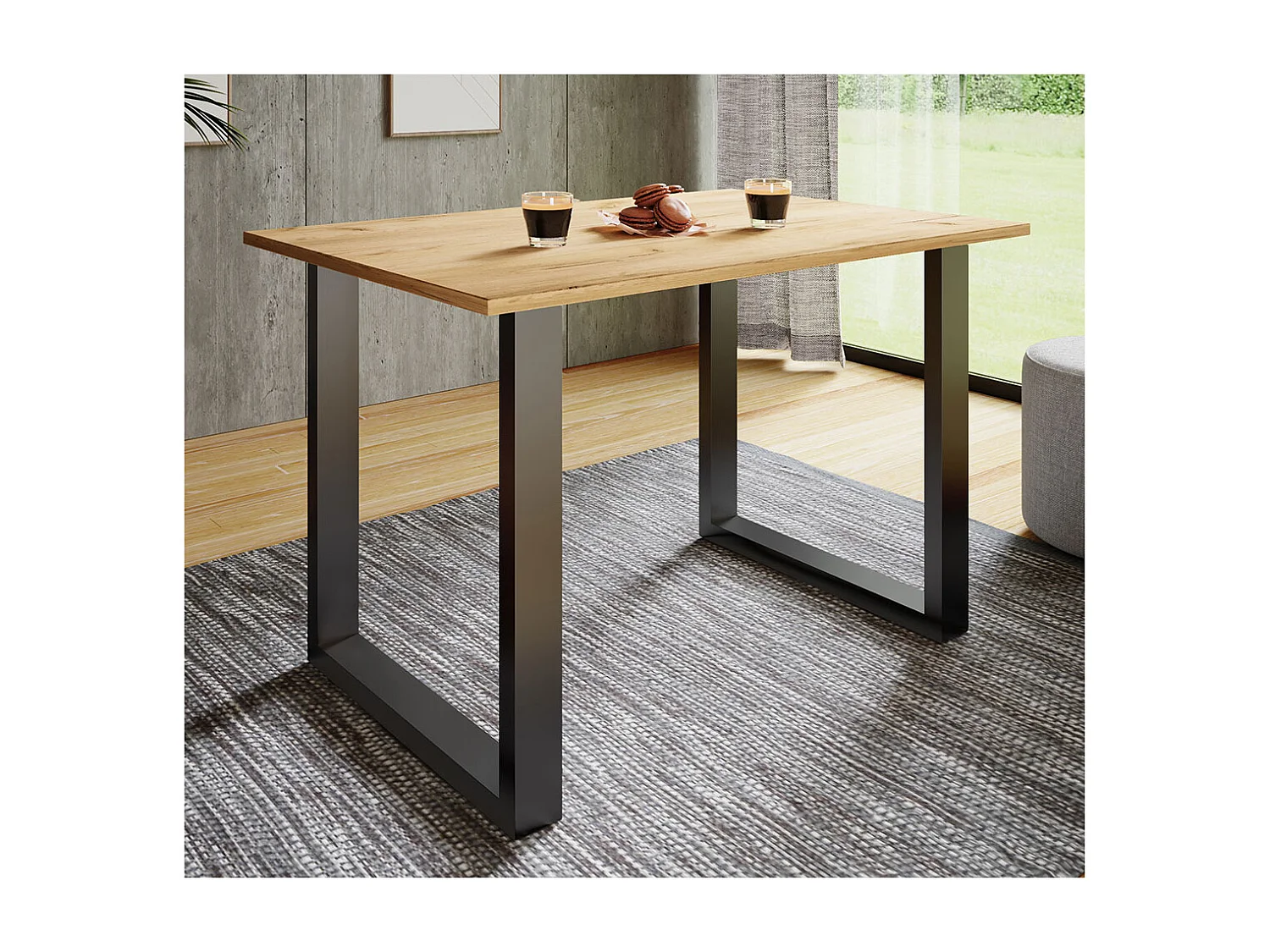 Dining table Xona Black / Honey oak H. 76 x W. 140 x D. 80 cm
