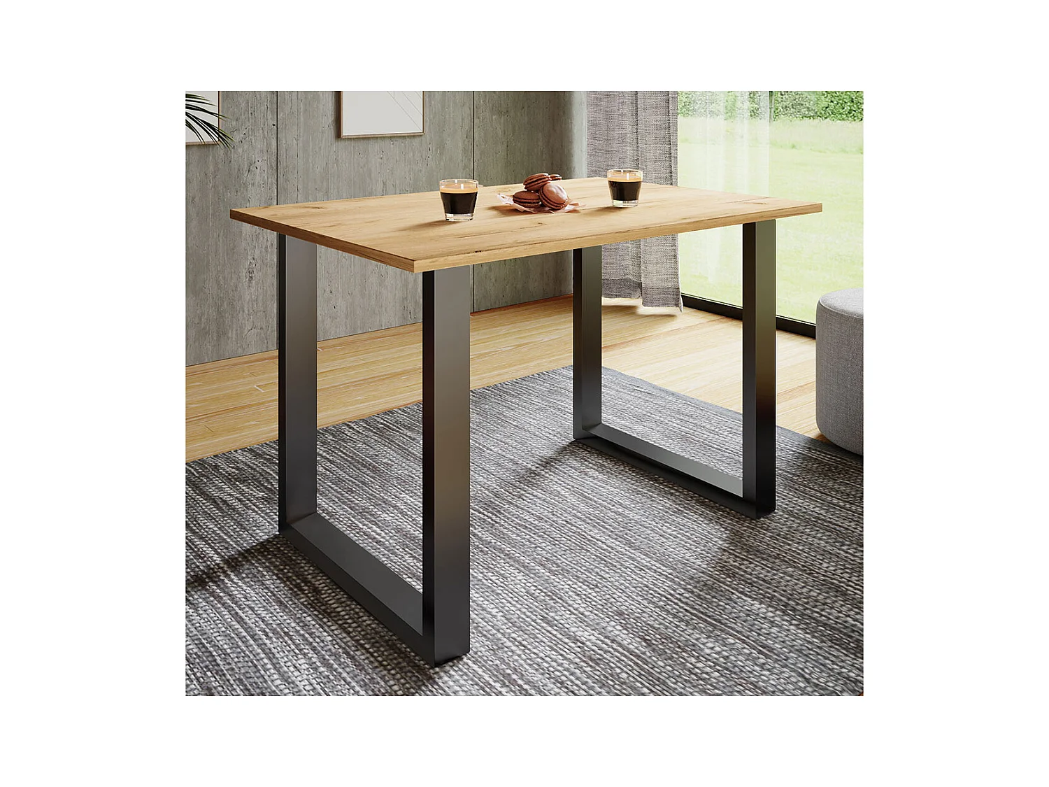 Dining table Xona Black / Honey oak H. 76 x W. 140 x D. 80 cm