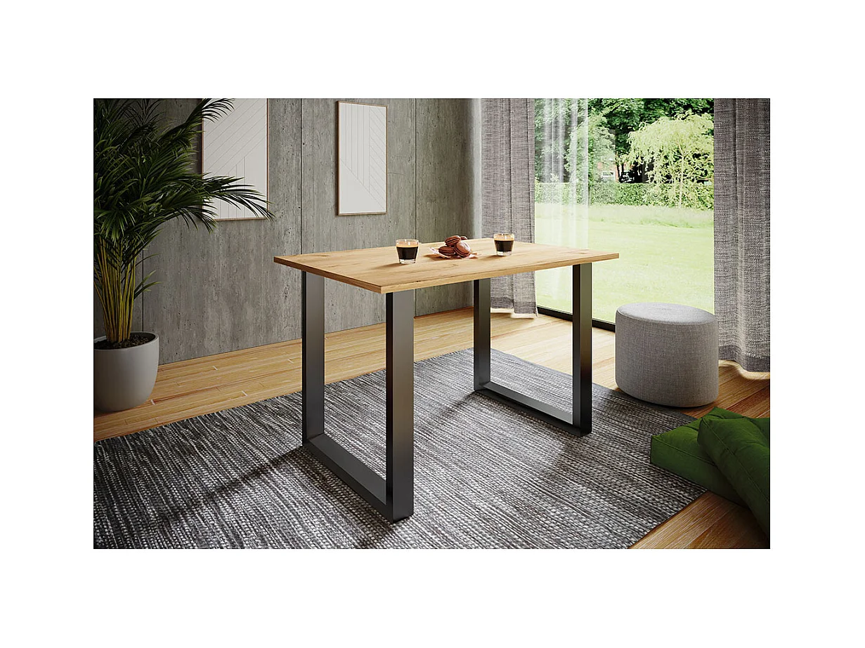 Dining table Xona Black / Honey oak H. 76 x W. 140 x D. 80 cm