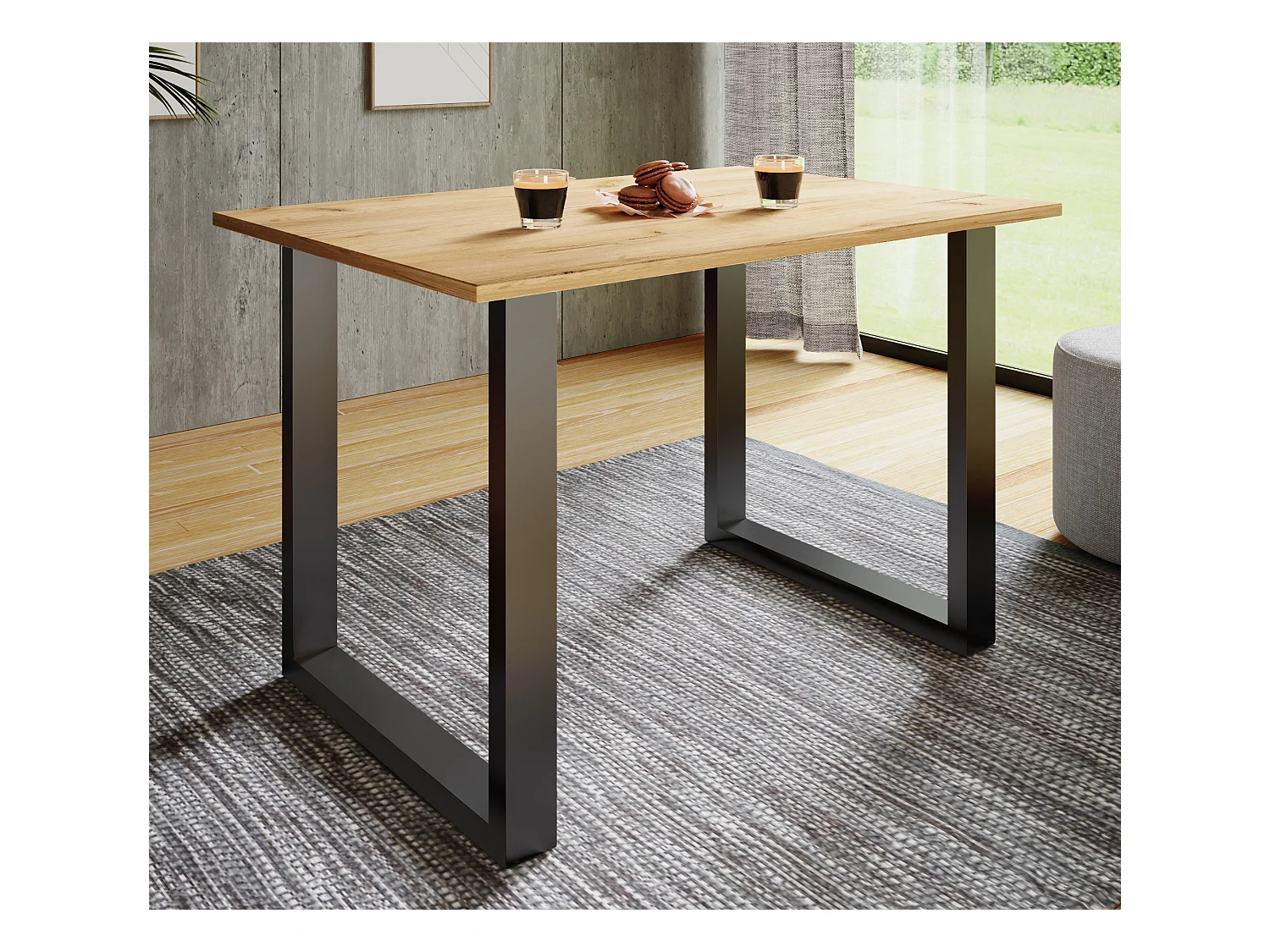 Dining table Xona Black / Honey oak H. 76 x W. 140 x D. 80 cm