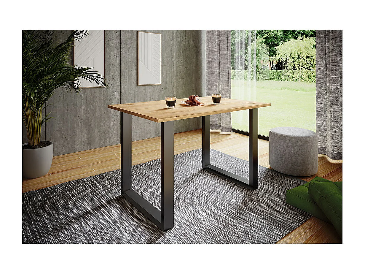 Dining table Xona Black / Honey oak H. 76 x W. 140 x D. 80 cm