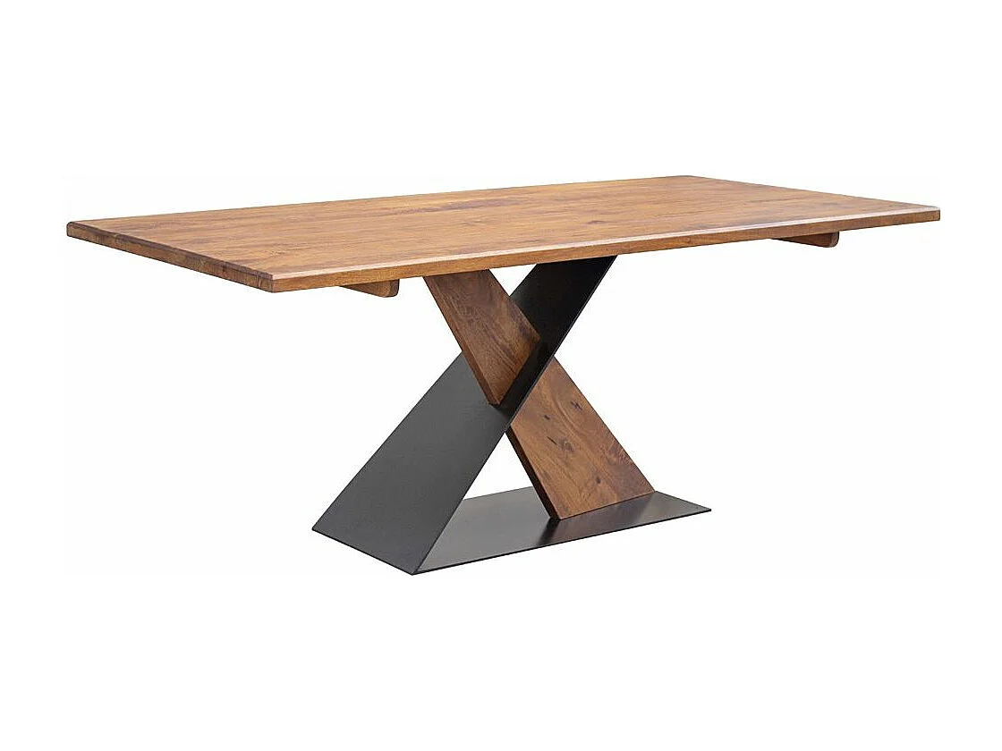 Table de repas rectangulaire en bois de manguier et acier noir Munko 190cm