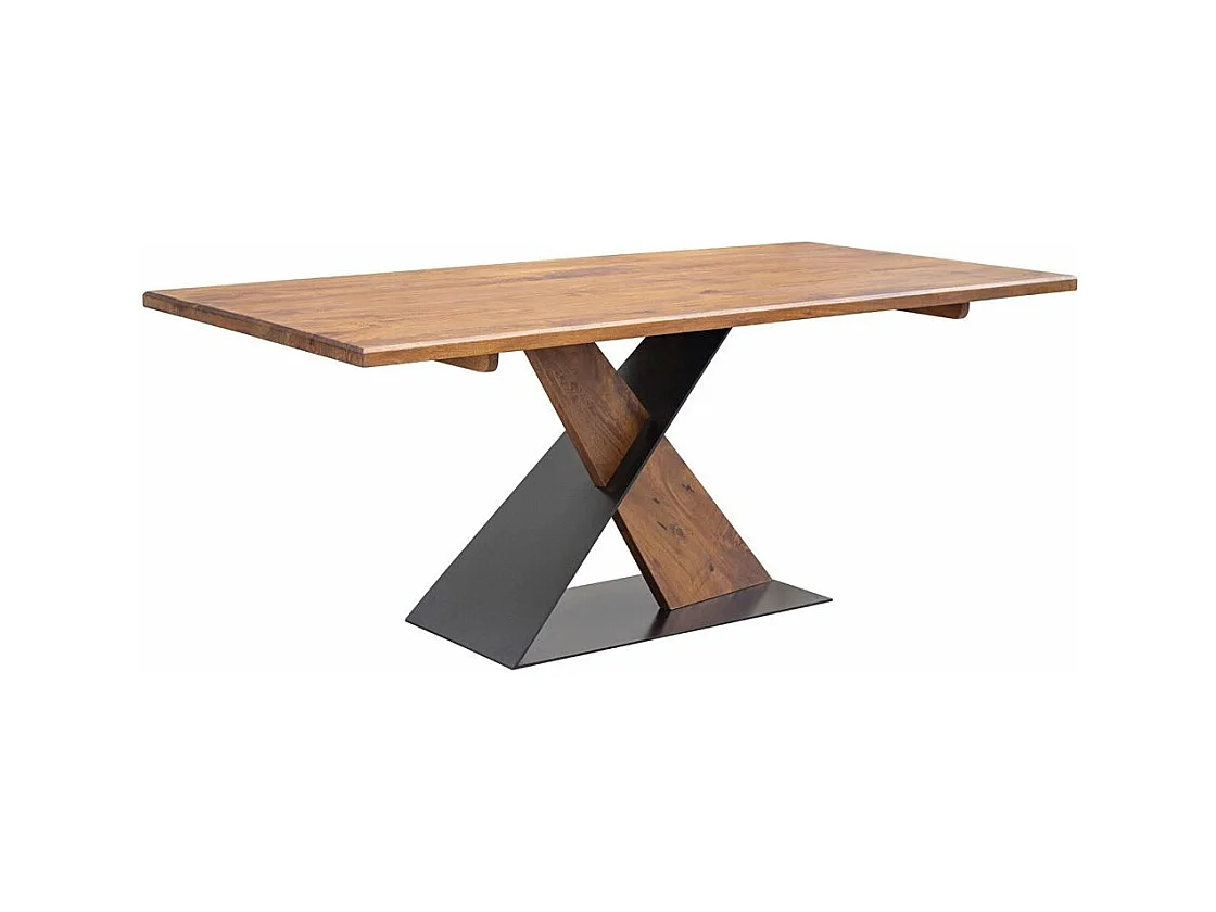 Table de repas rectangulaire en bois de manguier et acier noir Munko 190cm