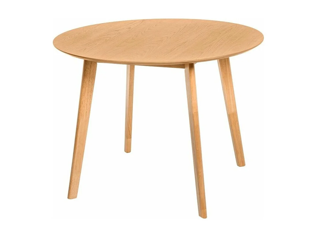 Table à manger ronde bois d'hévéa avec placage chêne Askin 100cm