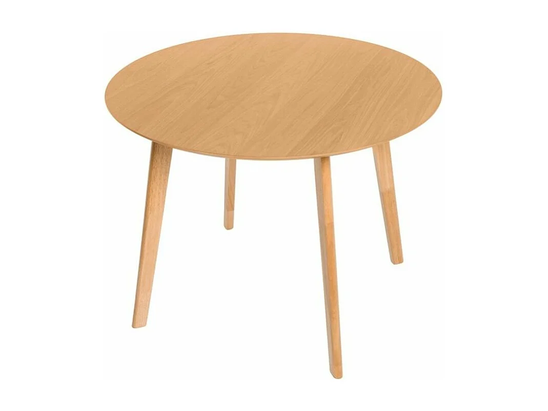 Table à manger ronde bois d'hévéa avec placage chêne Askin 100cm